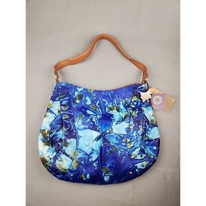 NWT Sukriti Handbag Dark Blue Tie-Dye Hand Painted Genuine Leather